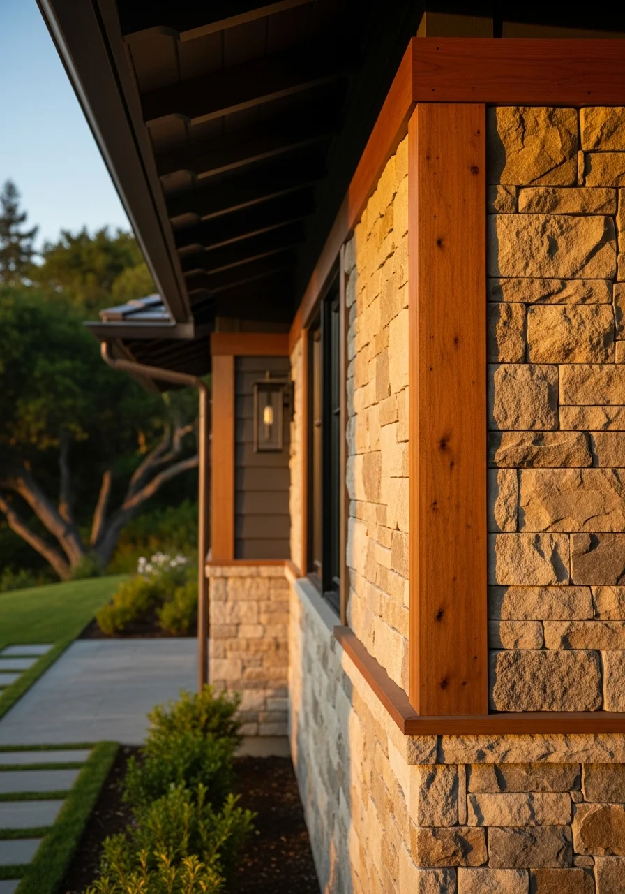 Detail of fine exterior craftsmanship on an Atherton property showing premium materials and execution.